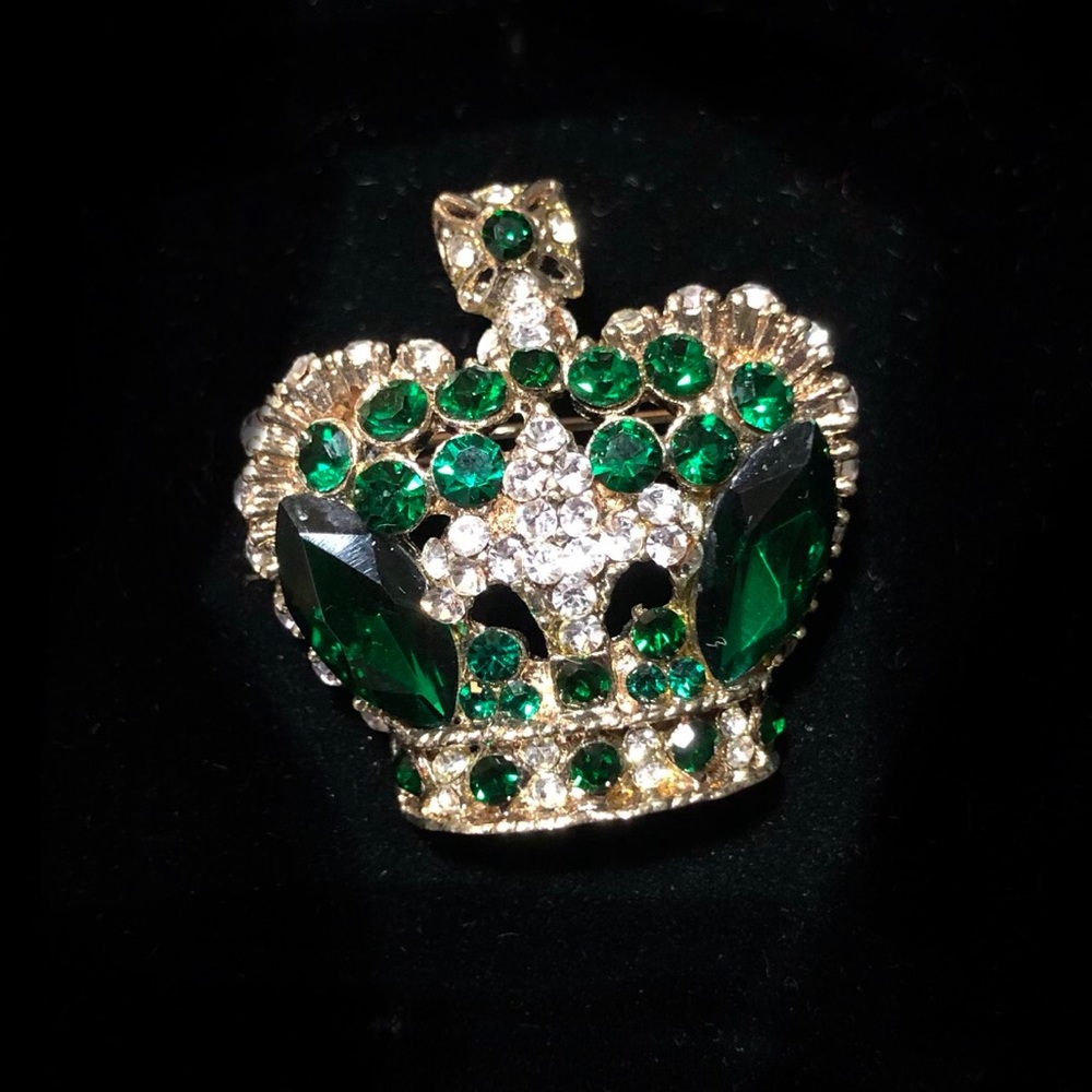 RARE VTG Butler & Wilson Crown Jewels Green Brooch